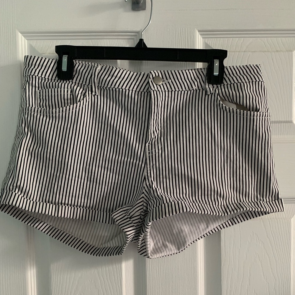 H&M Striped Denim Shorts